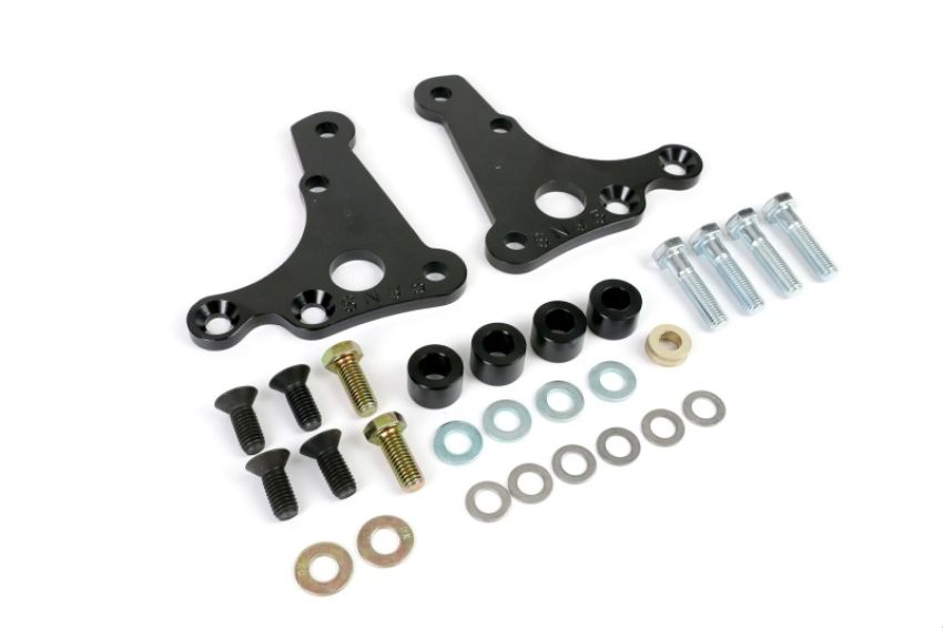 Ridetech 12129508 Front caliper brackets for 94-04 Cobra brakes with Ridetech 79-93 Mustang SLA.