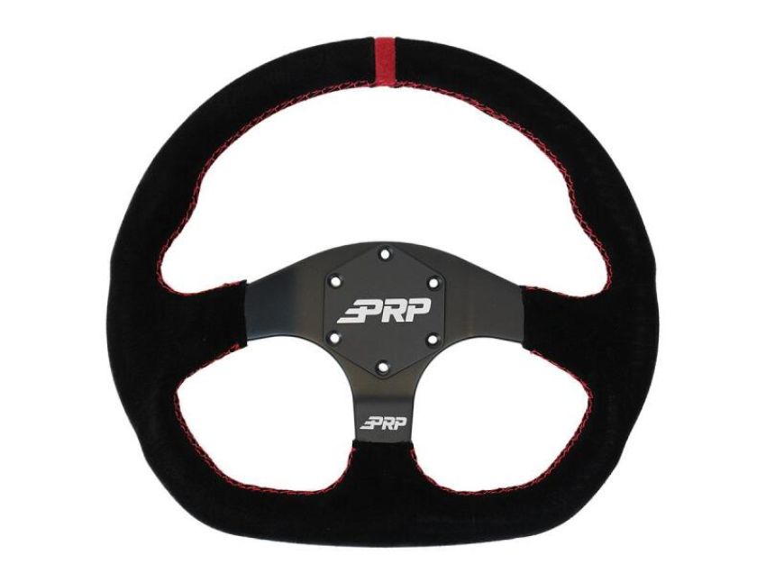 PRP Seats G253 PRP Suede D-Shape Steering Wheel - Red