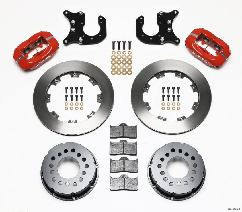 Wilwood 140-5746-R Forged Dynalite P/S Rear Kit Red Chevy 12 Bolt-Spec 3.15in Brng