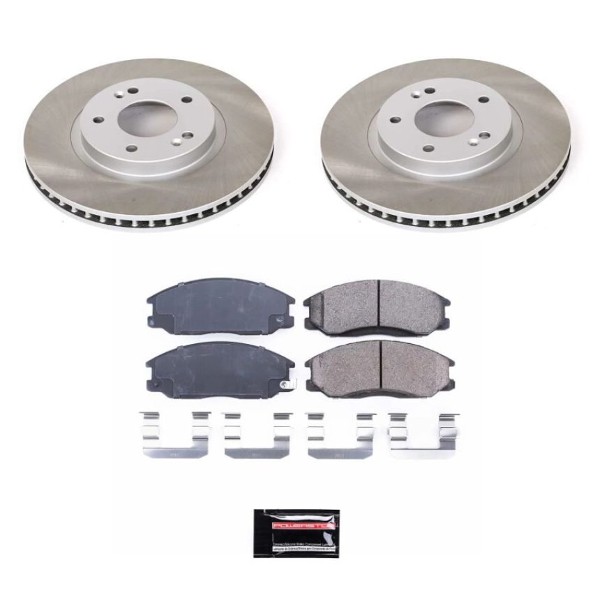 PowerStop SC5250 Semi-Coated Rotor and Low-Dust Ceramic Brake Pad Kit
