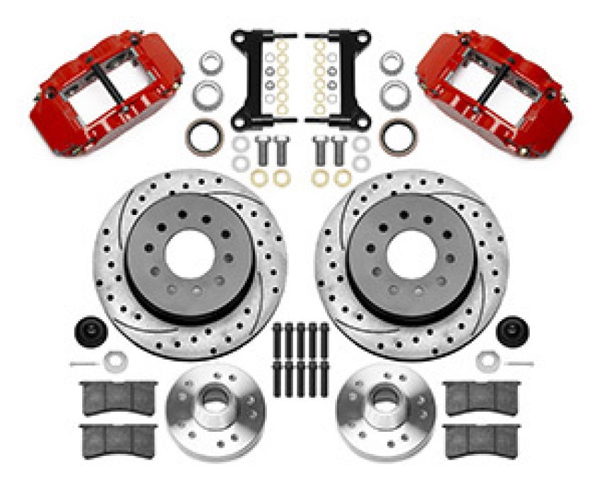 Wilwood 140-15940-DR 63-87 Chevy C10 Narrow Superlite 6R Front Brake Kit Drilled & Slotted 12.19in Rotors - Red