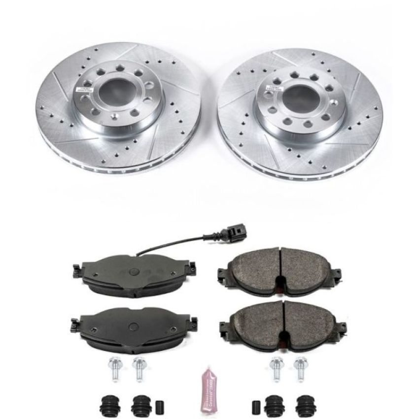 PowerStop K7080 Z23 Daily Driver Carbon-Fiber Ceramic Brake Pad and Drilled & Slotted Rotor Kit