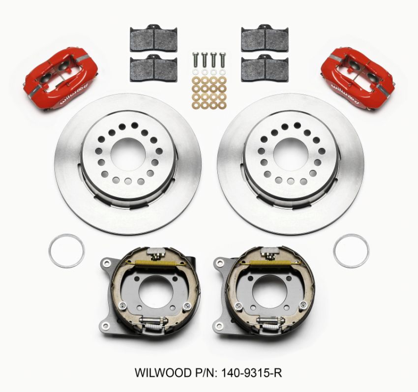 Wilwood 140-9315-R Forged Dynalite P/S Park Brake Kit Red 12 Bolt 2.75in offset Staggered Shock