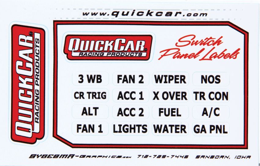 QUICKCAR RACING PRODUCTS QRP50-004 Switch Panel Stickers Small Ignition Panels