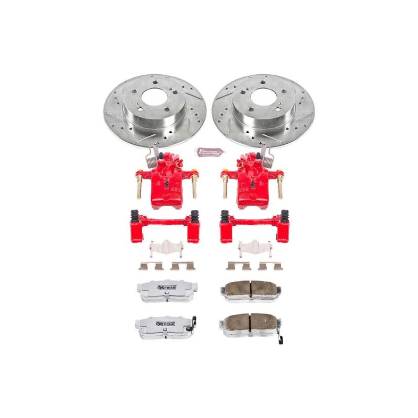 PowerStop KC1168-26 Z26 Street Performance Ceramic Brake Pad, Drilled Slotted Rotor, and Caliper Kit