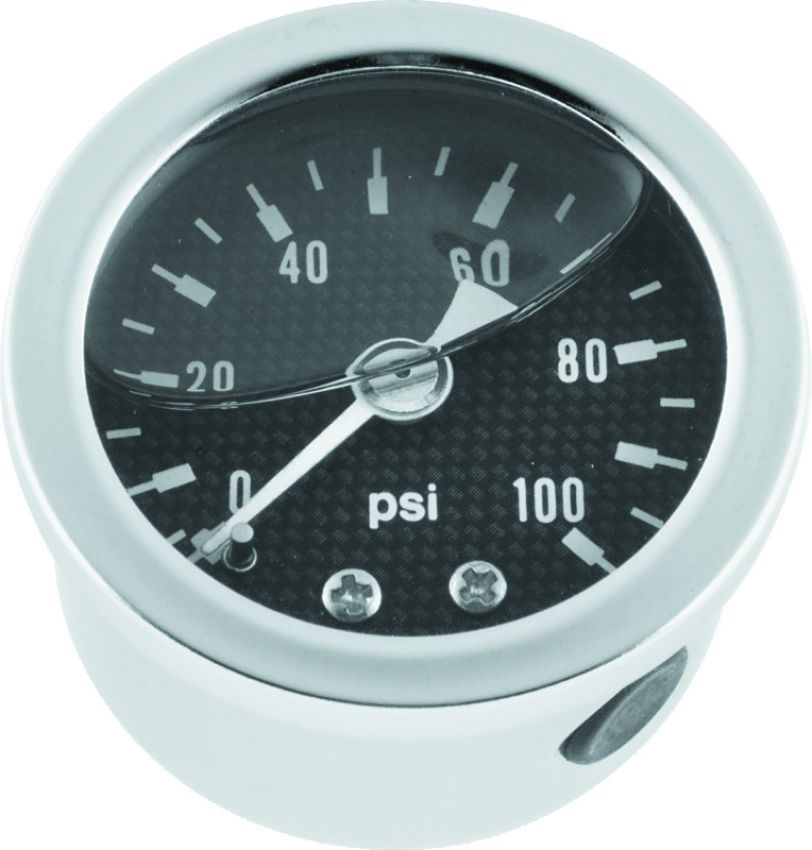 Bikers Choice 496456 0-100 PSI Oil Pressure Gauge Carbon Face Stainless Bezel Liquid Filled Univ Custom