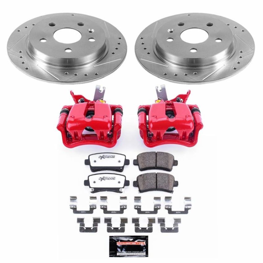PowerStop KC5531A-26 Z26 Street Performance Ceramic Brake Pad, Drilled Slotted Rotor, and Caliper Kit