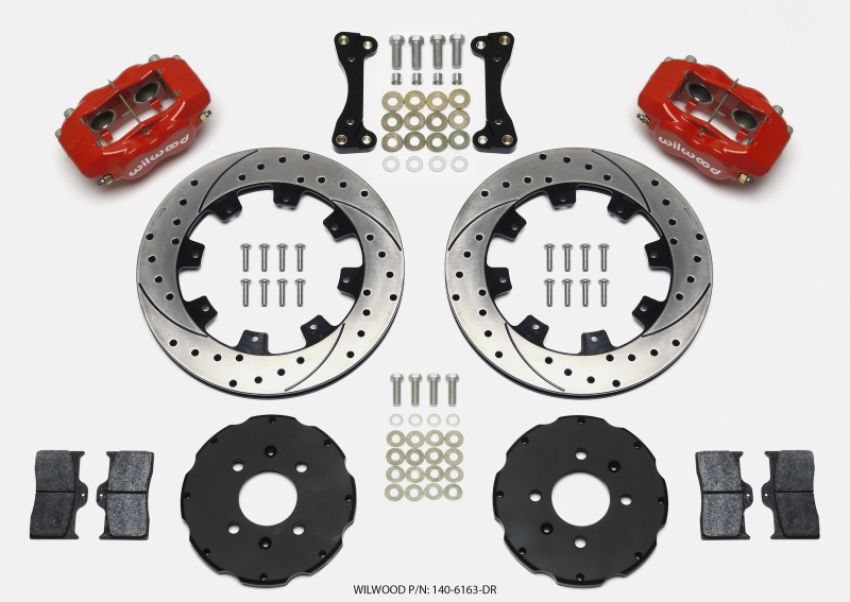 Wilwood 140-6163-DR Forged Dynalite Front Hat Kit 12.19in Drilled Red 94-01 Honda/Acura w/262mm Disc