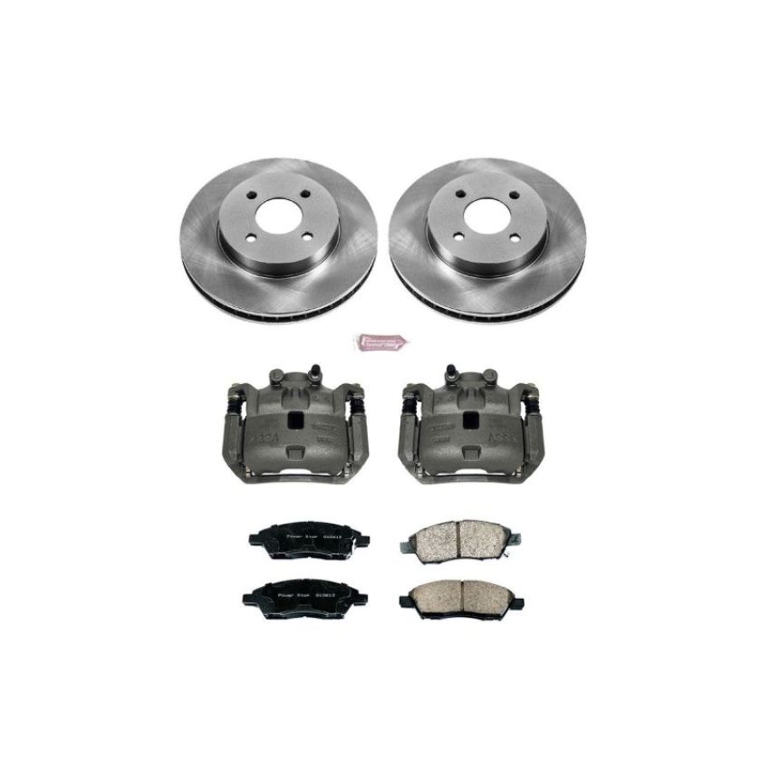PowerStop KCOE6096 OE Stock Replacement Low-Dust Ceramic Brake Pad, Rotor and Caliper Kit