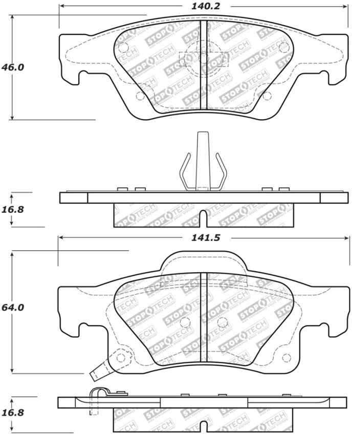 Stoptech 305.14980 Street Select Brake Pads w/Hardware - Rear