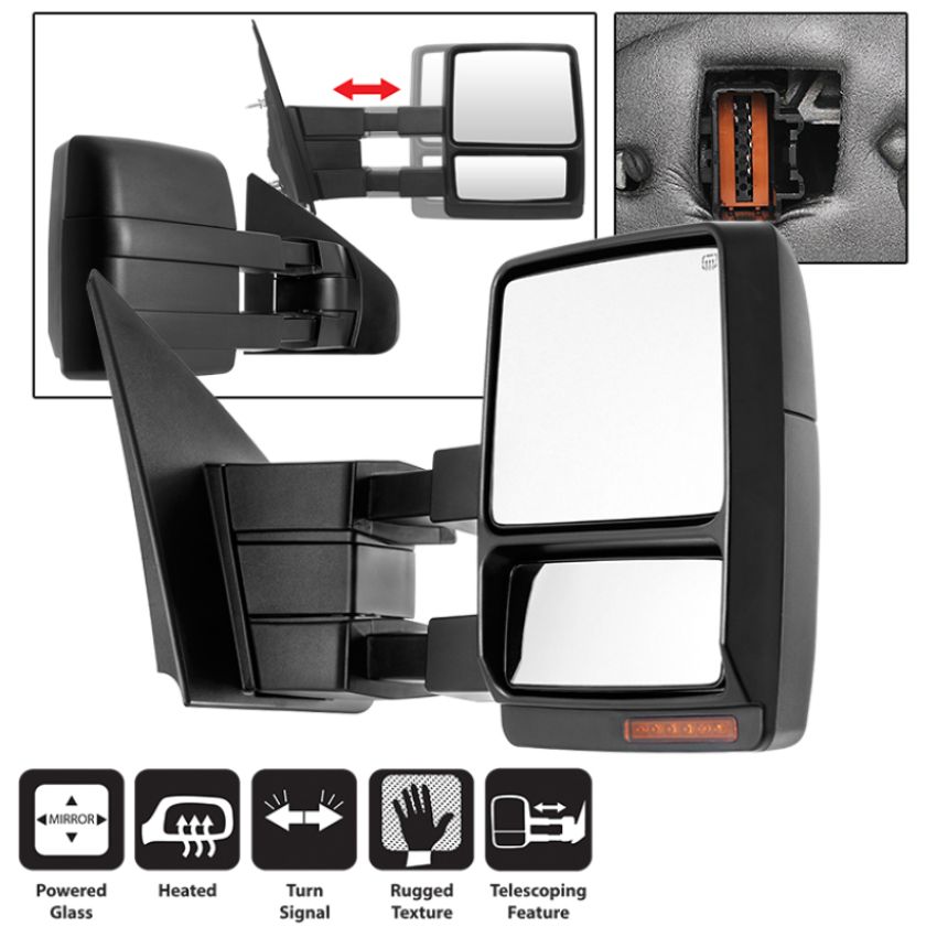 SPYDER 9935374 Xtune Ford F150 04-06 Power Heated Amber LED Signal Telescoping Mirror Right MIR-FF15004S-PWH-AM-R