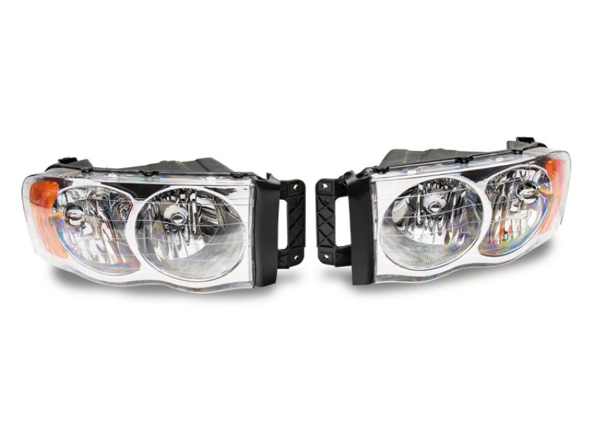 Raxiom R118008 02-05 Dodge RAM 1500 Axial Series OEM Style Rep Headlights- Chrome Housing (Clear Lens)
