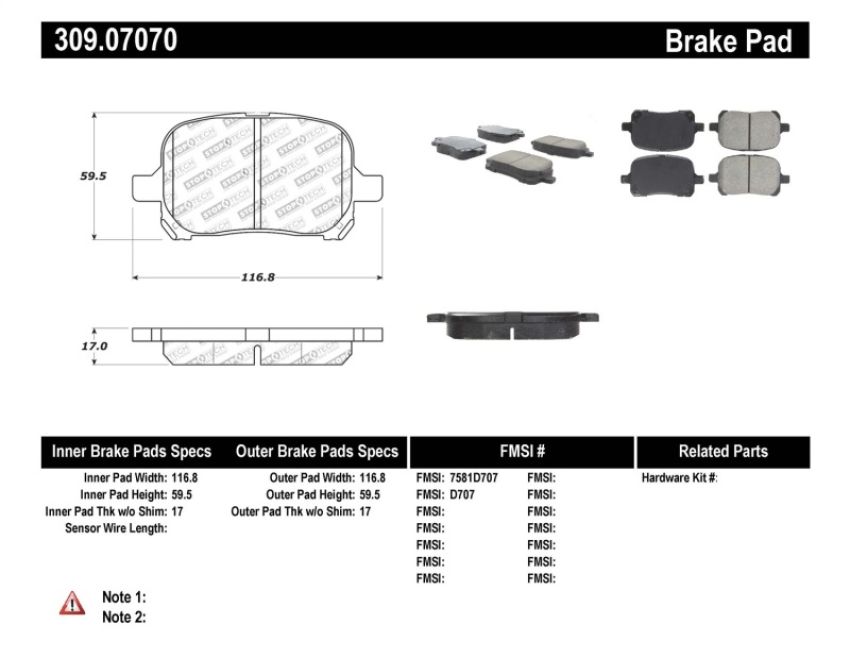 Stoptech 309.07070 Performance Brake Pads