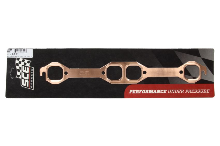 SCE GASKETS 4111 PRO COPPR EMBSSD EXH. FOR CHEV RACING SBC 18deg ALUM HEADS