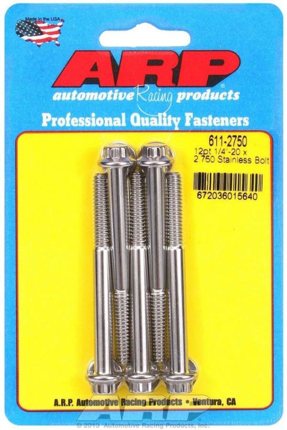 ARP ARP611-2750 S/S Bolt Kit - 12pt. (5) 1/4-20 x 2.750