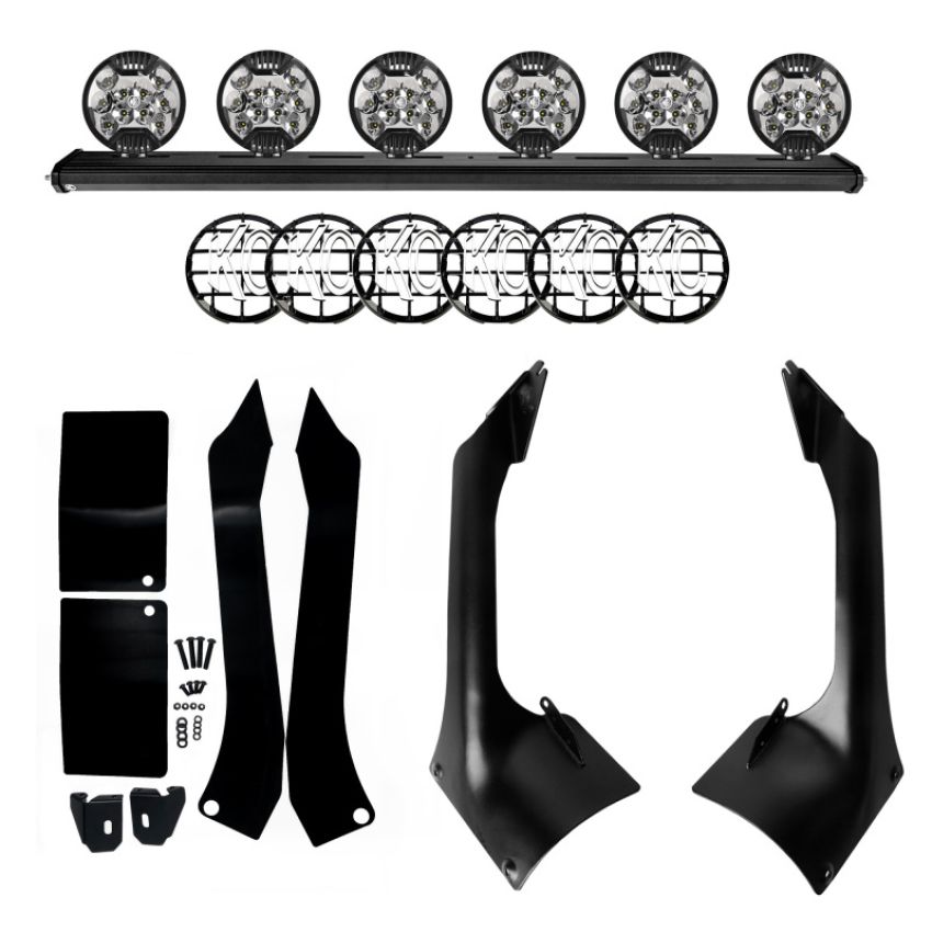 KC HiLiTES 97062 18-21 Jeep JL/JT 50in. Overhead Xross Bar Kit w/(6) SlimLite LED Lights 300W - Black