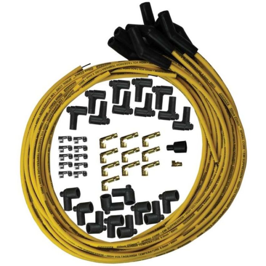 Moroso 73215 Universal Ignition Wire Set - Blue Max - Spiral Core - Unsleeved - 135 Degree - Yellow