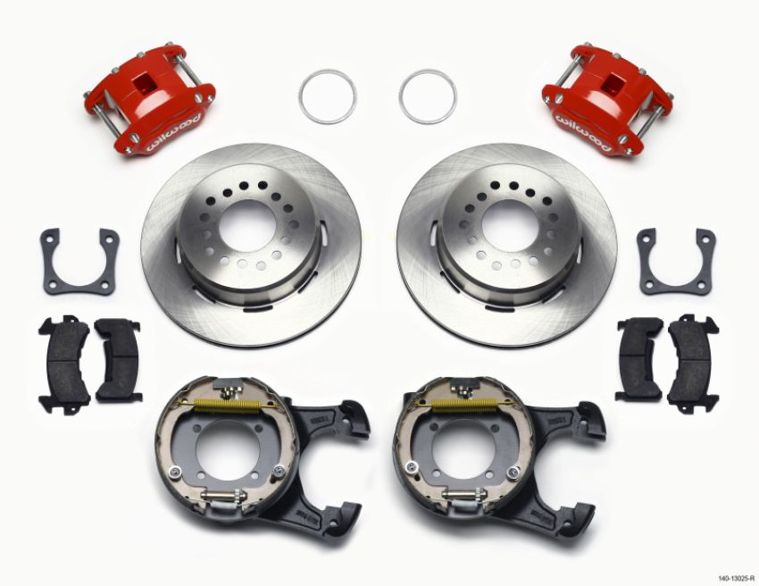 Wilwood 140-13025-R D154 P/S Park Brake Kit Red 12 Bolt 2.81in Offset Staggered Shock
