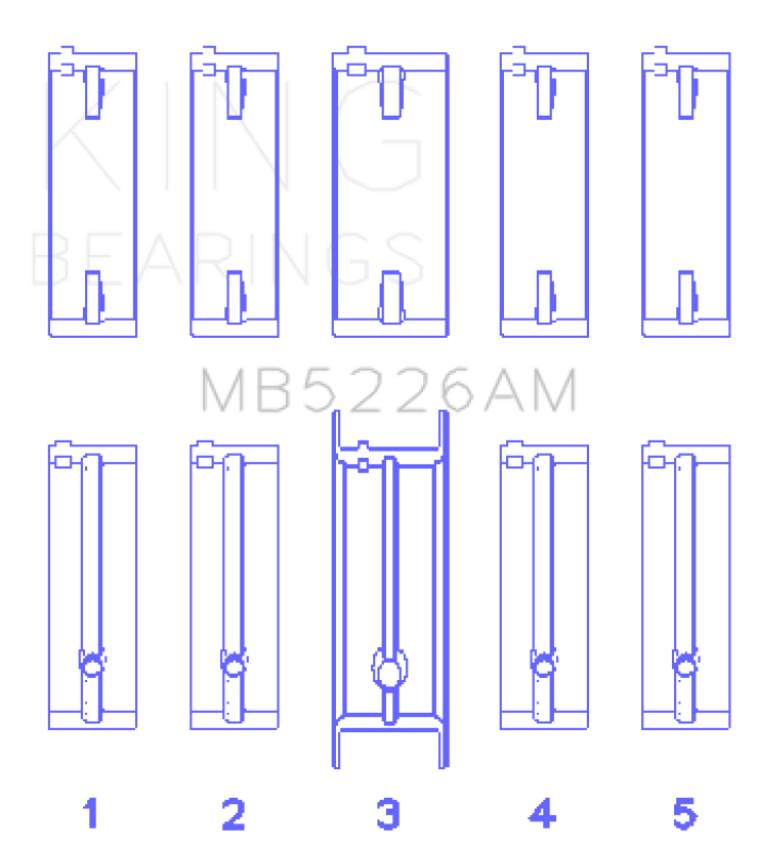 King Engine Bearings MB5226AM0.5 Mazda 626 F8 (Size +0.50mm) Main Bearing Set
