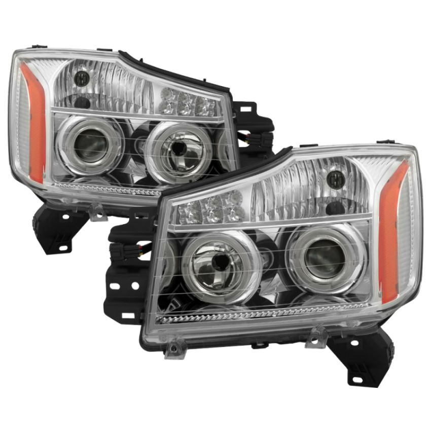 SPYDER 5077097 Xtune Nissan Titan 04-14 Projector Headlights LED Halo Chrome PRO-JH-NTI04-LED-C