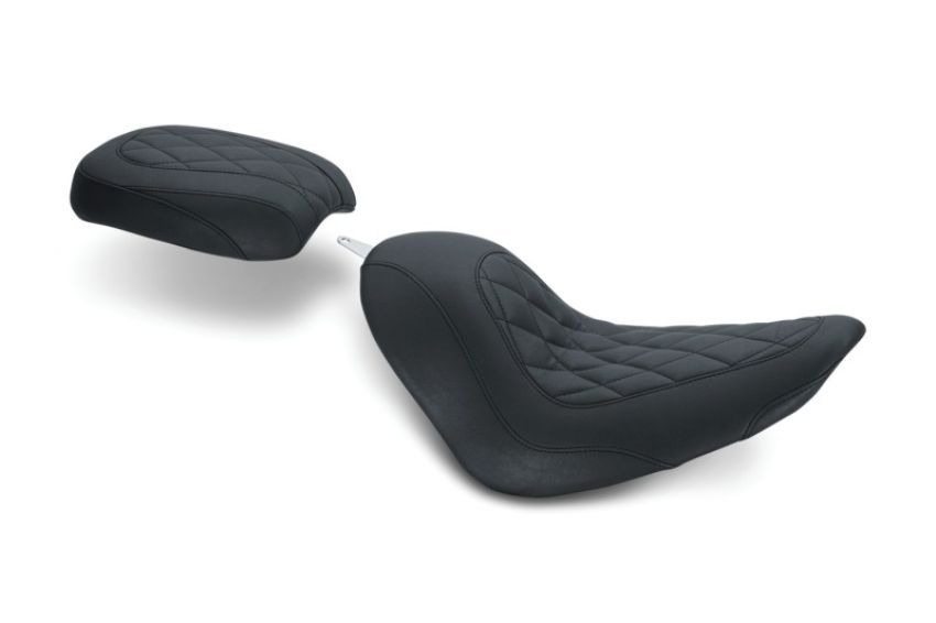 Mustang Motorcycle 76784 Mustang 06-17 Harley Softail Wide Tire (200mm) Tripper Solo Seat Diamond Stitch - Black