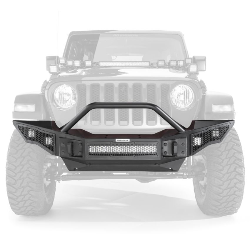 Go Rhino 331201T 07-20 Jeep Wrangler JL/JLU/JK/JKU/Gladiator JT Rockline Full Width Bumper w/ Overrider