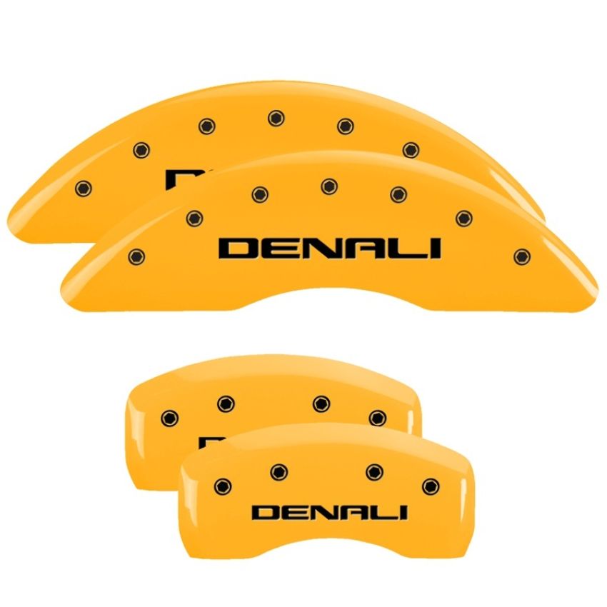 MGP 34001SDNLYL 4 Caliper Covers Engraved Front & Rear Denali Yellow finish black ch