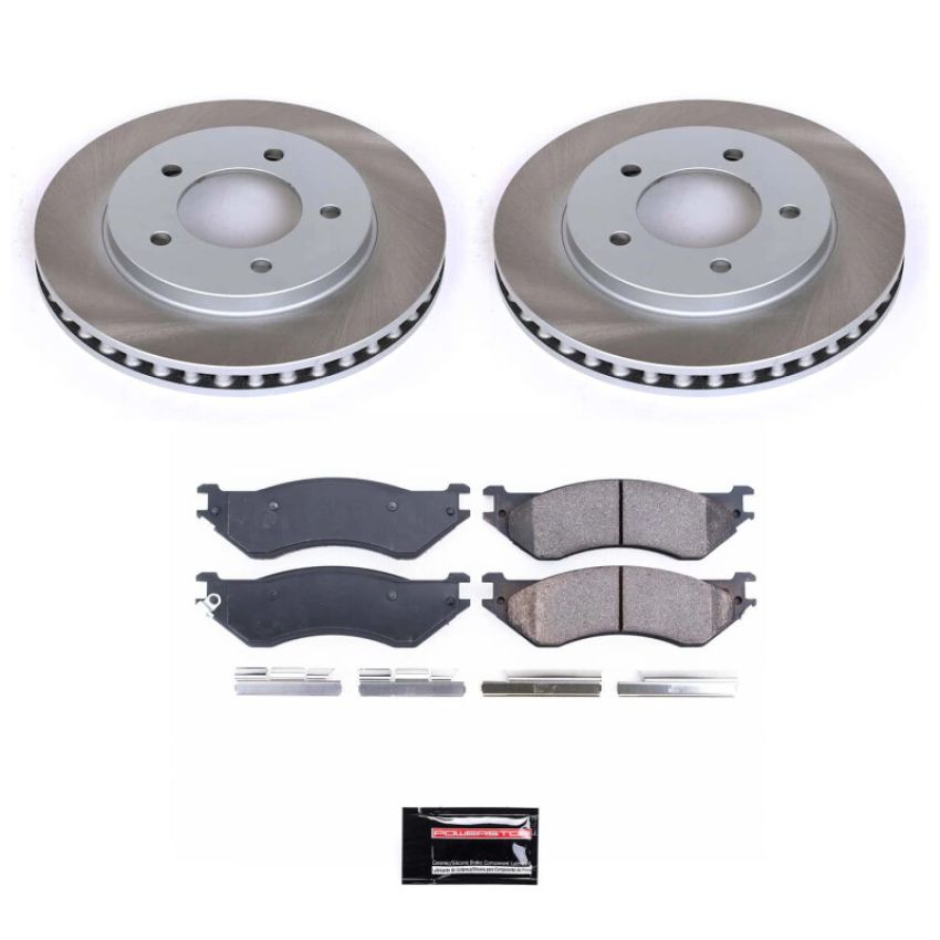 PowerStop SC1869 Semi-Coated Rotor and Low-Dust Ceramic Brake Pad Kit