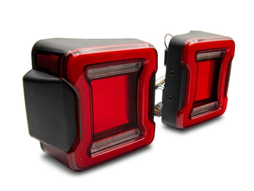 Raxiom J164242 07-18 Jeep Wrangler JK Axial Series JL Style LED Tail Lights- BlkHousing- Red Lens