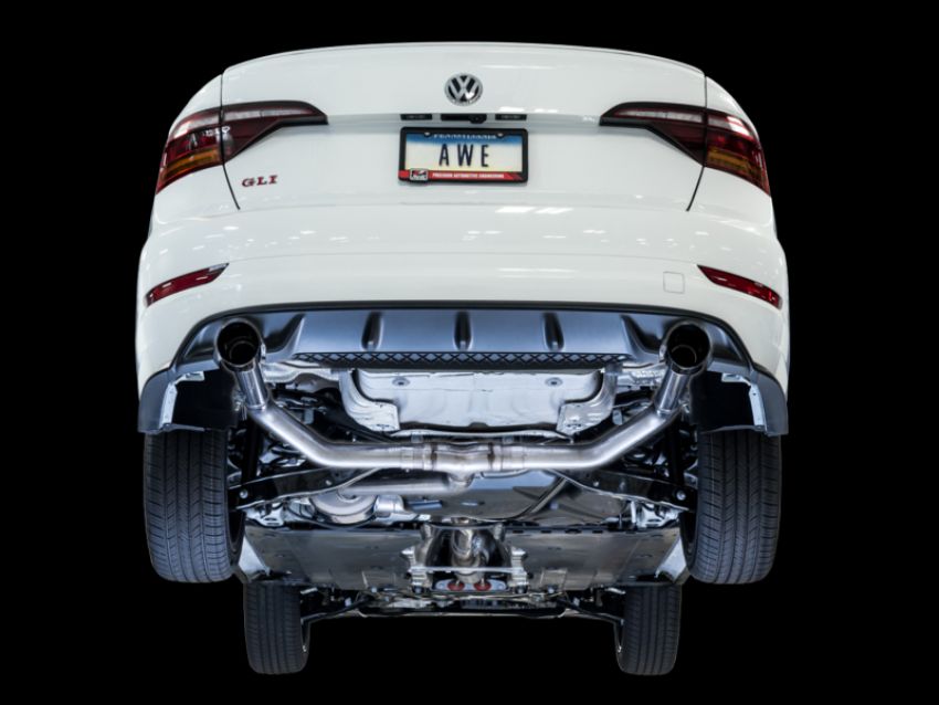 AWE Tuning 3015-23060 18-21 Volkswagen Jetta GLI Mk7 Track Exhaust - Diamond Black Tips (Fits High-Flow DP)