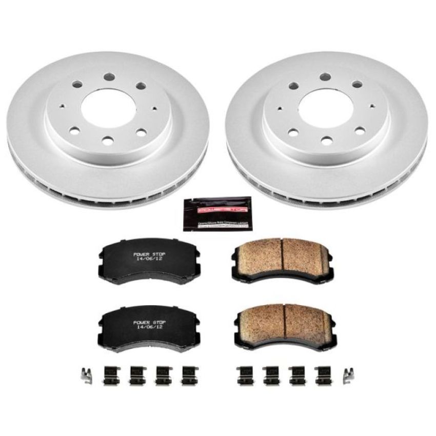 PowerStop CRK1092 Genuine Geomet Coated Rotor and Low-Dust Ceramic Brake Pad Kit