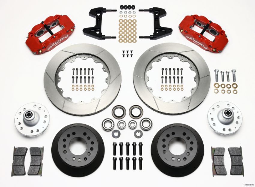 Wilwood 140-9802-R Narrow Superlite 6R Front Hub Kit 14.00in Red 74-80 Pinto/Mustang II Disc Spindle only