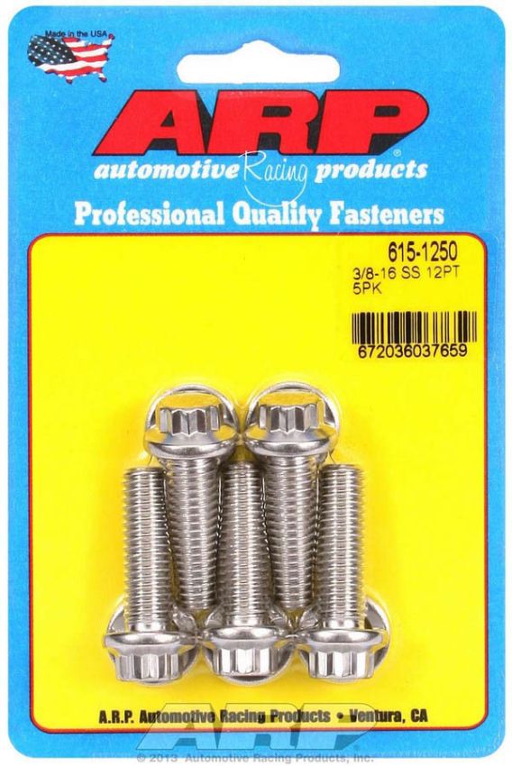 ARP ARP615-1250 S/S Bolt Kit - 12pt. (5) 3/8-16 x 1.250
