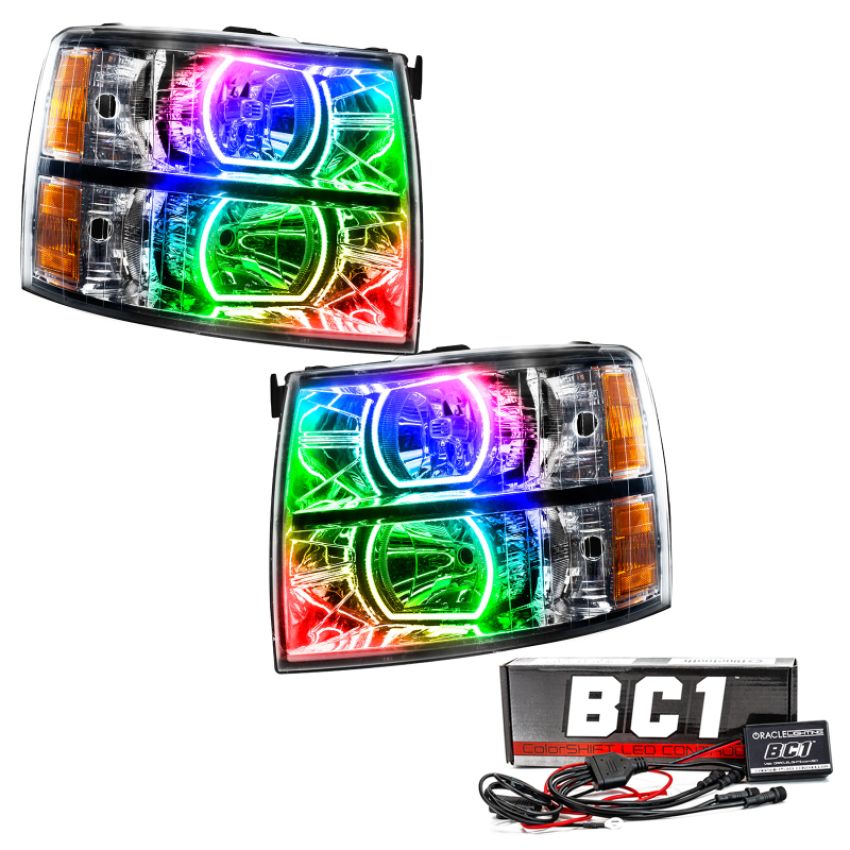 Oracle Lighting 8188-335 2007-2013 Chevrolet Silverado LED Square Style Halo Headlights (Chrome Housing)