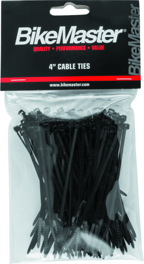 BikeMaster 151672 4in Cable Ties (Pack of 100) - Black