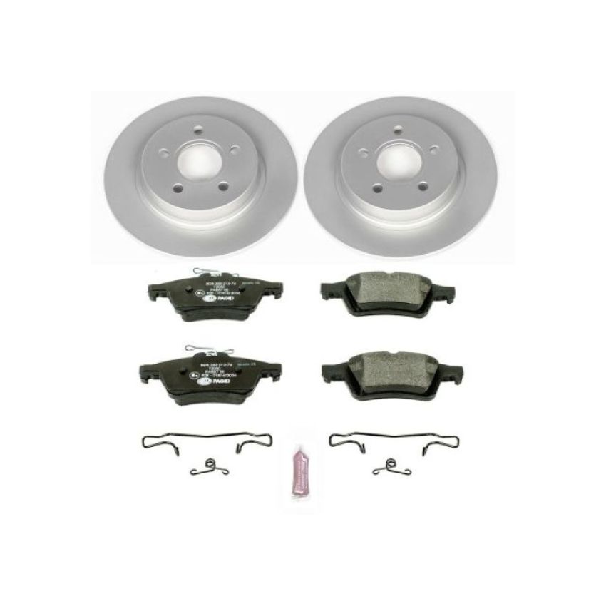 PowerStop ESK4613 Genuine Geomet Coated Rotors, ECE-R90 Brake Pads + Hardware Kit