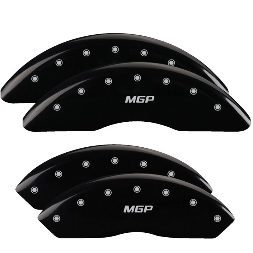 MGP 34210SMGPBK 4 Caliper Covers Engraved Front & Rear  Black finish silver ch