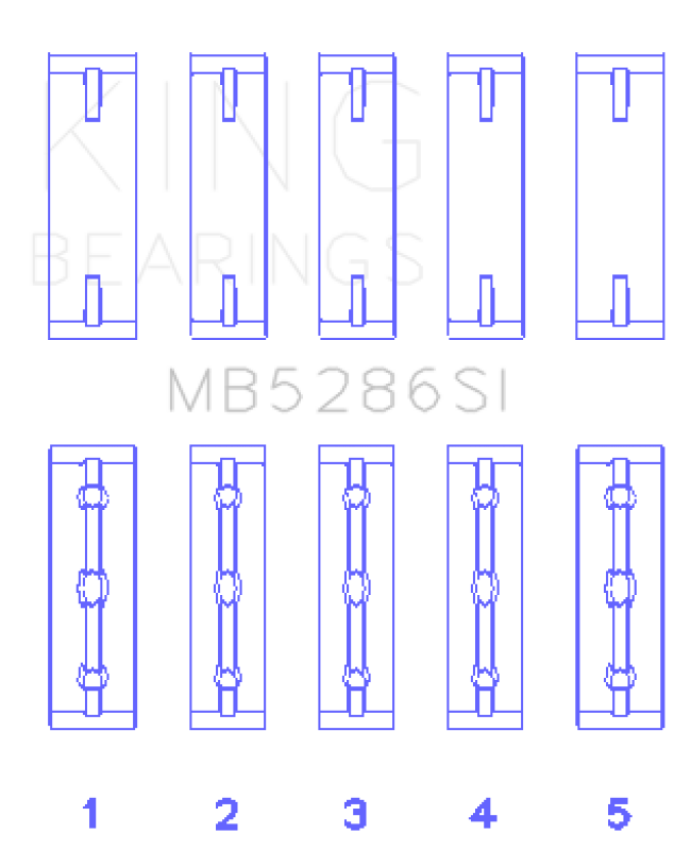 King Engine Bearings MB5286SI0.5 Toyota 1Uz-Fe/2Uz-Fe/3Uz-Fe (Size +0.50mm) Main Bearing Set