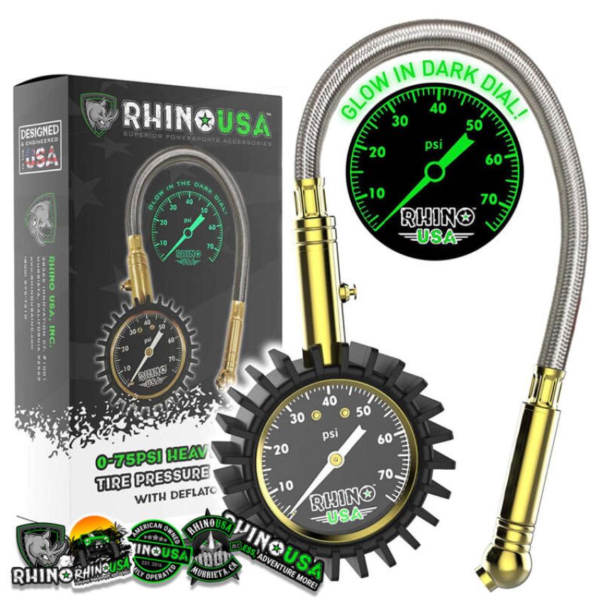Rhino USA GRLA-GAUGE-75 75 Psi Analog Heavy Duty Tire Pressure Gauge