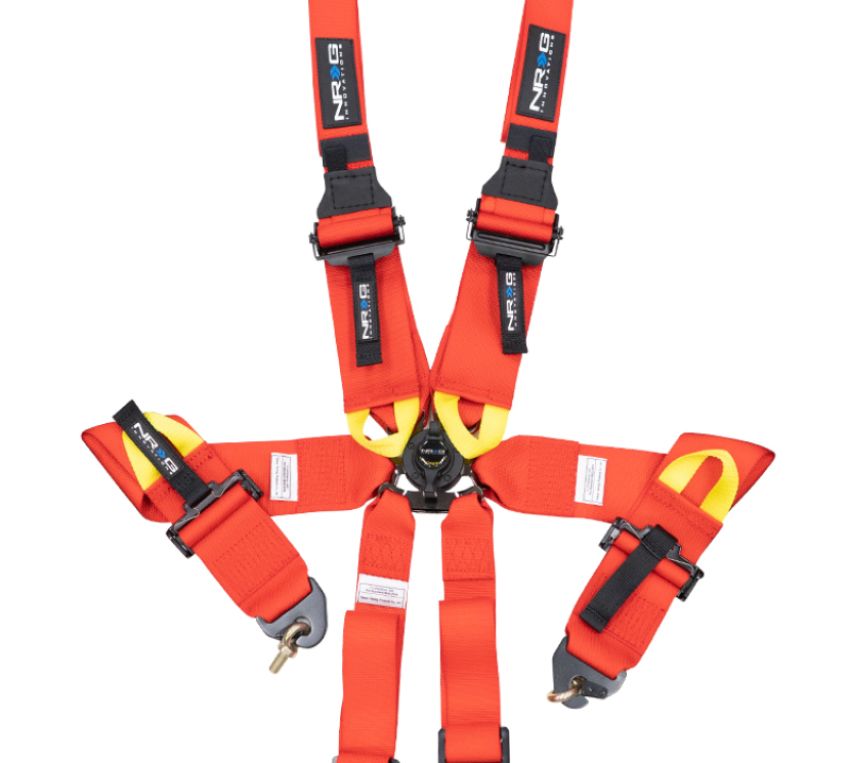 NRG SBH-HRS6PCRD FIA 6pt 2in. Shoulder Belt for HANS Device/ Rotary Cam Lock Buckle/ 3in. Waist Belt - Red