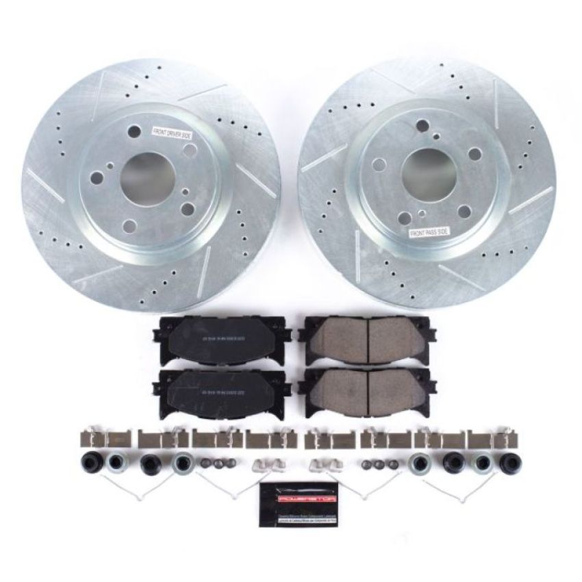 PowerStop K3053 Z23 Daily Driver Carbon-Fiber Ceramic Brake Pad and Drilled & Slotted Rotor Kit