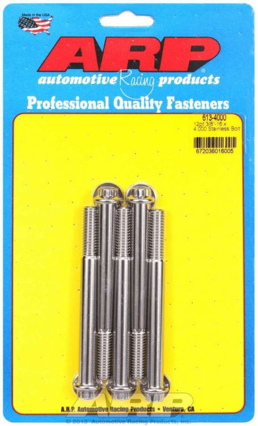 ARP ARP613-4000 S/S Bolt Kit - 12pt. (5) 3/8-16 x 4.000
