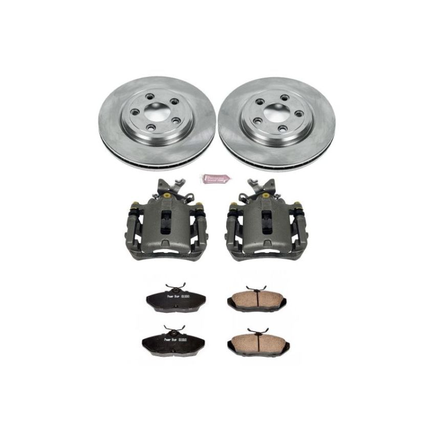 PowerStop KCOE1360 OE Stock Replacement Low-Dust Ceramic Brake Pad, Rotor and Caliper Kit