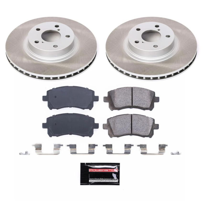 PowerStop SC1120 Semi-Coated Rotor and Low-Dust Ceramic Brake Pad Kit