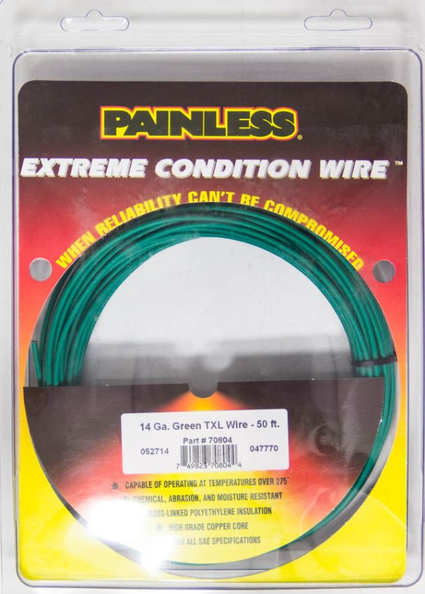 PAINLESS WIRING PWI70804 14 Gauge Green TXL Wire  50 Ft.