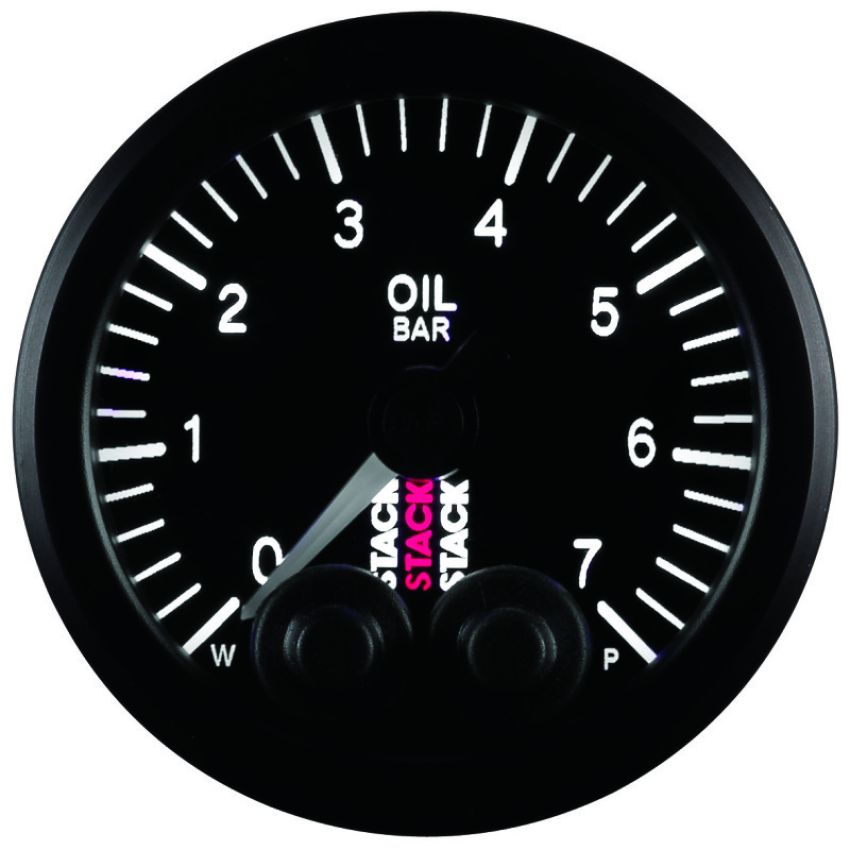 AutoMeter ST3501 Stack 52mm 0-7 Bar M10 Male Pro-Control Oil Pressure Gauge - Black