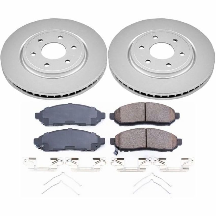 PowerStop CRK8325 Genuine Geomet Coated Rotor and Low-Dust Ceramic Brake Pad Kit