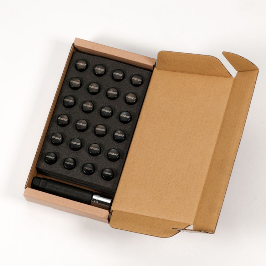 Rays W1712125B M12x1.25 5 holes 16pcs nut, 4pcs Lock nut, 1 adapter & 1 lock nut key - Black