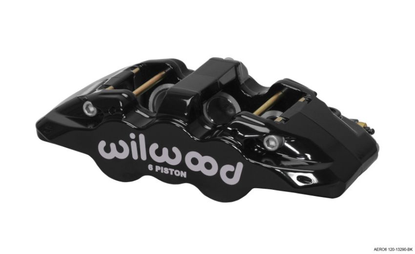Wilwood 120-13290-BK Caliper-Aero6-L/H - Black 1.62/1.12/1.12in Pistons 1.25in Disc