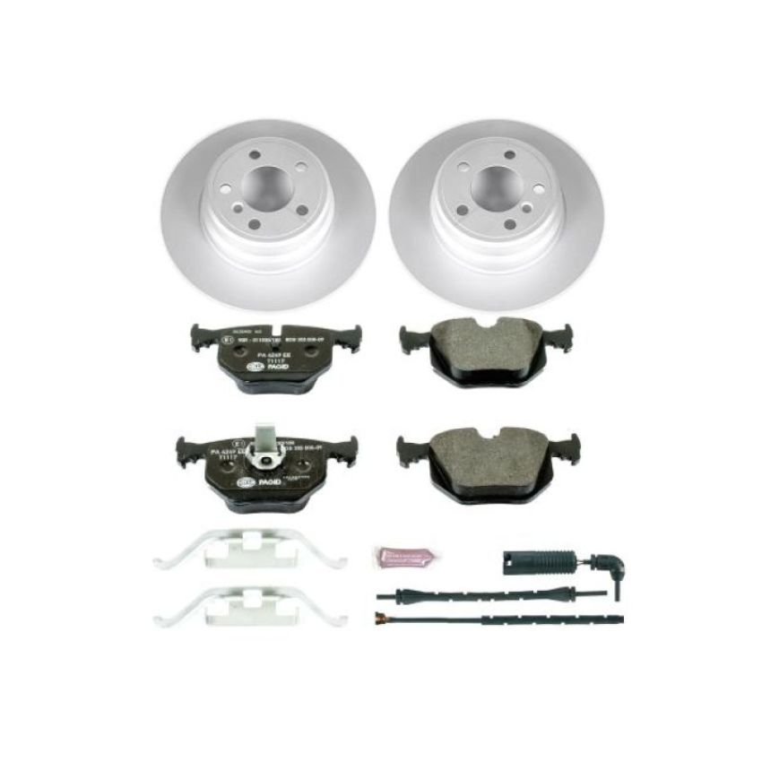 PowerStop ESK5720 Genuine Geomet Coated Rotors, ECE-R90 Brake Pads + Hardware Kit